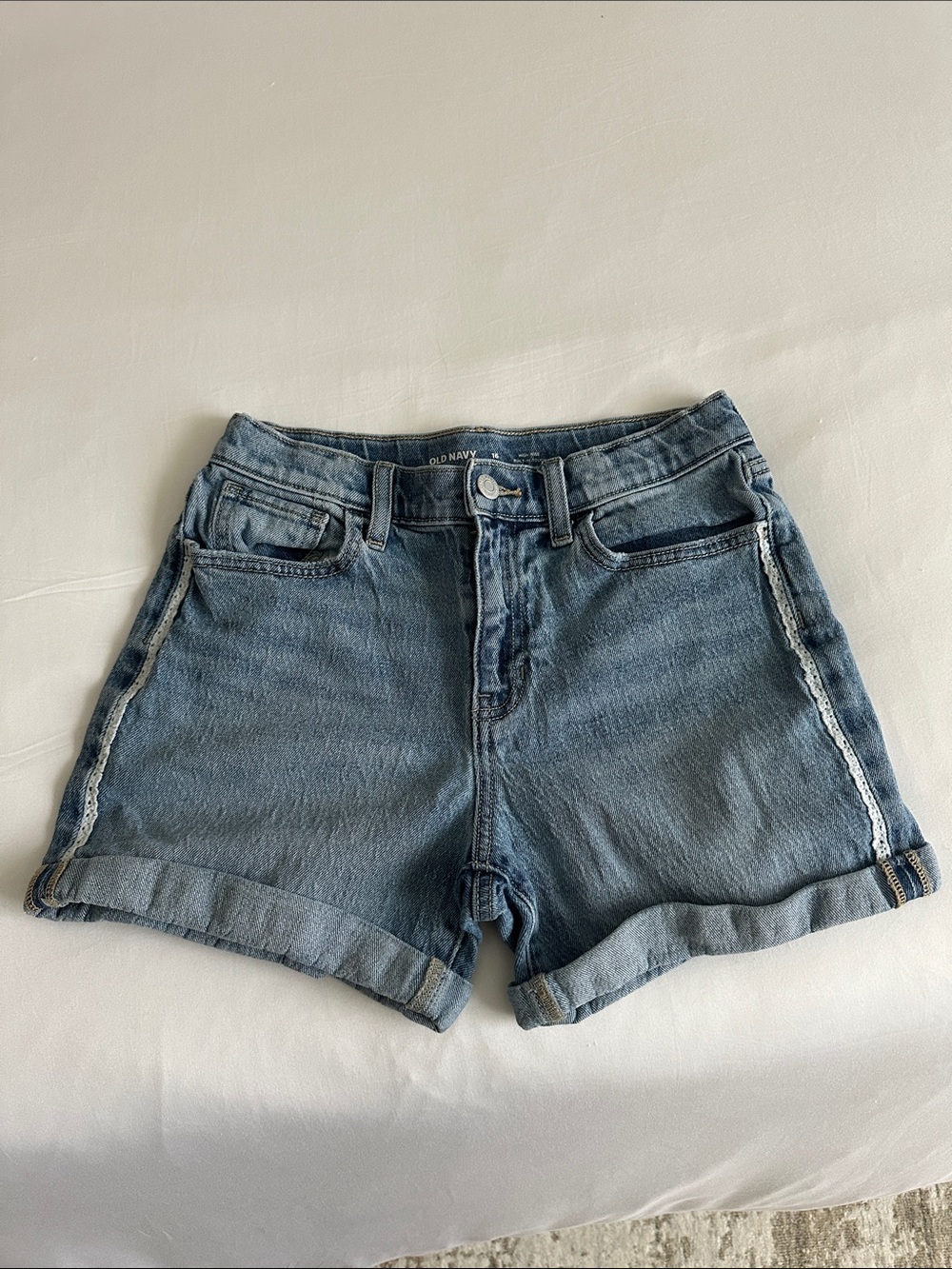 Old Navy Medium Blue Cuffed High Rise Denim Shorts